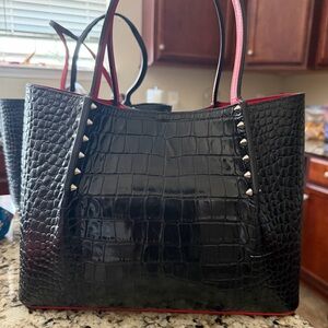 Christian Louboutin Black Crocodile-Embossed Tote